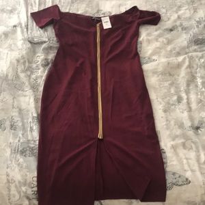 Wine sexy fitted dress